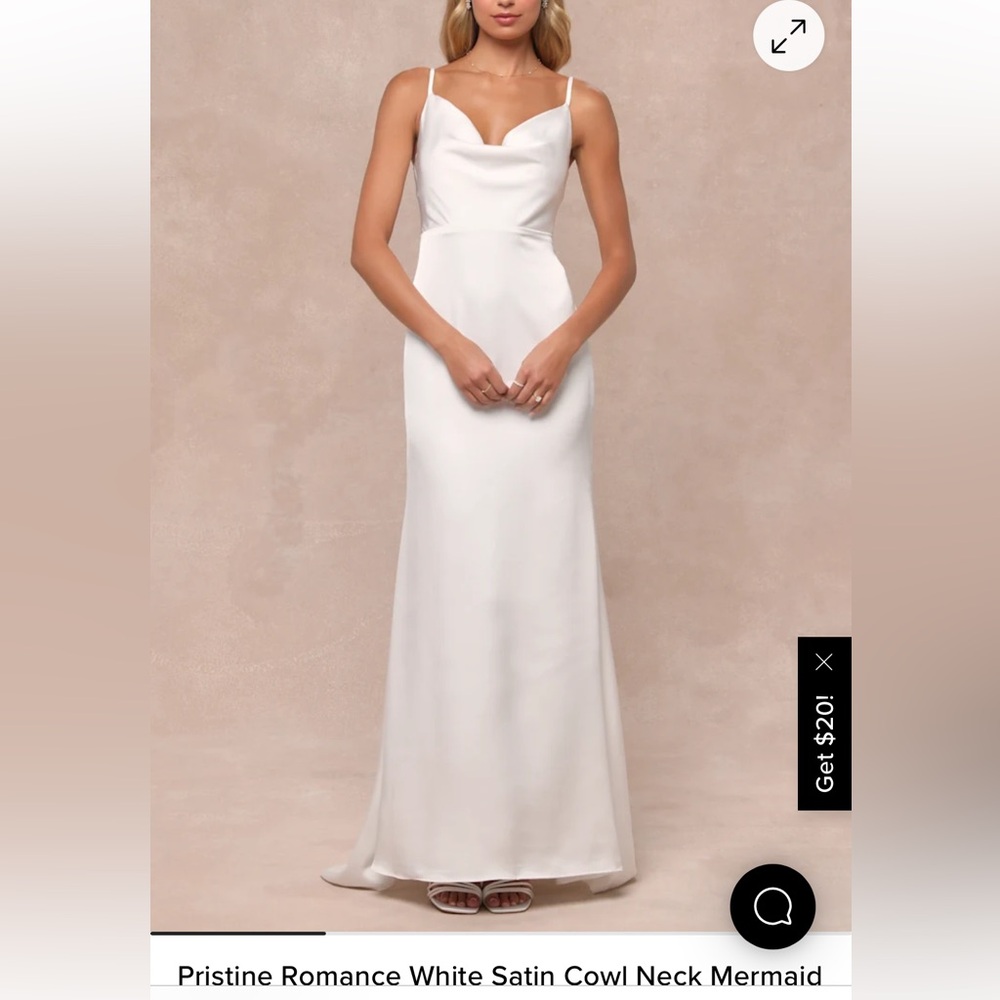 Lulu's White Satin Cowneck Mermaid Dress - XS 
Never Worn
